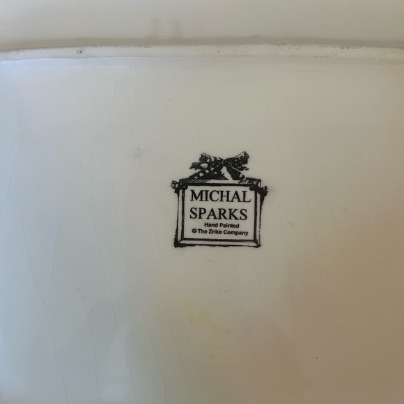 Michal Sparks Hand Painted Platter with Cherries and Bench - Picture 4 of 5